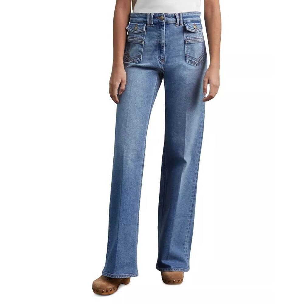 NWT Gerard Darel Anna High Waist Flared Leg Jeans Blue Size 36 US 4
